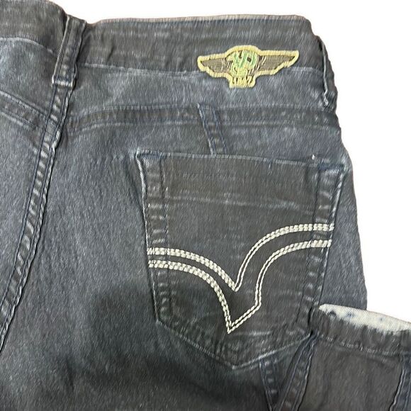VON DUTCH Vintage SUPER RARE Reversible Denim Patchwork Skinny Jeans Size 27 (US - Picture 12 of 14